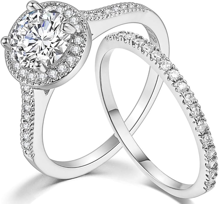 Carat Engaement Eternity Bridal Solitaire Ring Set